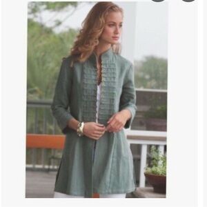 Soft Surroundings Green Trench Coat with Relaxed Silhouette (New - Without tag)